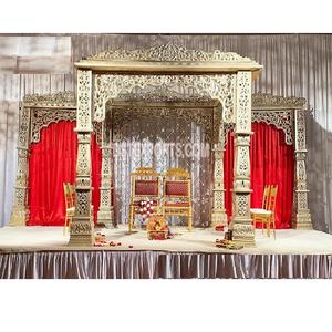 Royal Bollywood Wedding Mandap Decoración Golden Jodha Akbar Wedding Mandap Boda exclusiva Bollywood Pillar Mandap Setup EE. UU. - Product Image 1