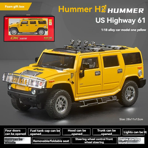 รถโมเดลโลหะ HUMMER H2 ขนาด 1:18 รถ SUV ออฟโรดสุดหรู พร้อมประตูที่เปิดได้ เสียงและไฟตกแต่งภายในอย่างละเอียด - Product Image 5