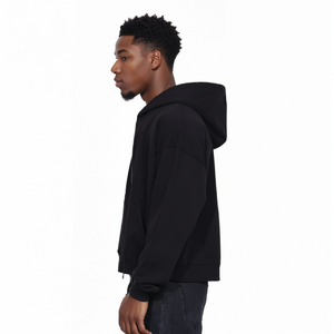 plain thick 500400gsm boxy Blank <b>Hoodie</b> <b>Mens</b> Cotton <b>Oversized</b> <b>Fleece</b> Custom <b>Hoodie</b> Manufacturer Heavyweight Cropped zip Hoodies - Product Image 4
