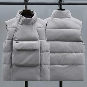 2025 automne hommes décontracté gilet avec grande poche gilet manteau col sans manches bouffantes vestes fermeture à glissière hiver chaud manteau - Product Image 3