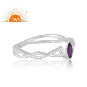 แหวนพลอยอเมทิสต์ธรรมชาติทำจากเงินสเตอริ่งเครื่องประดับออกแบบได้ตามต้องการของขวัญสำหรับผู้หญิงสำหรับผู้หญิง - Product Image 4