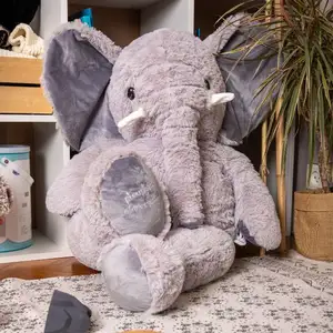 Peluche Eléphant Gris Géant 100cm-Jouet Animal Doux Cadeau Enfant-Peluche Jojo l'éléphant grande taille fabriquée en France