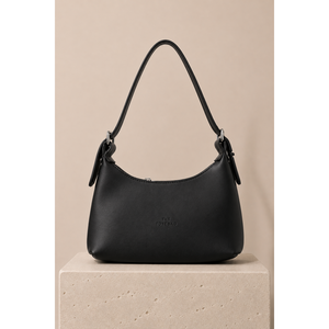 Black Hand and Shoulder Bag with Soft <b>Leather</b> Look Made of Water-Resistant PU Material - Product Image 1