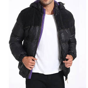 Chaqueta de plumón de burbujas ligera cálida para exteriores para hombre para invierno de lona regular de alta calidad con cuello levantado - Product Image 1