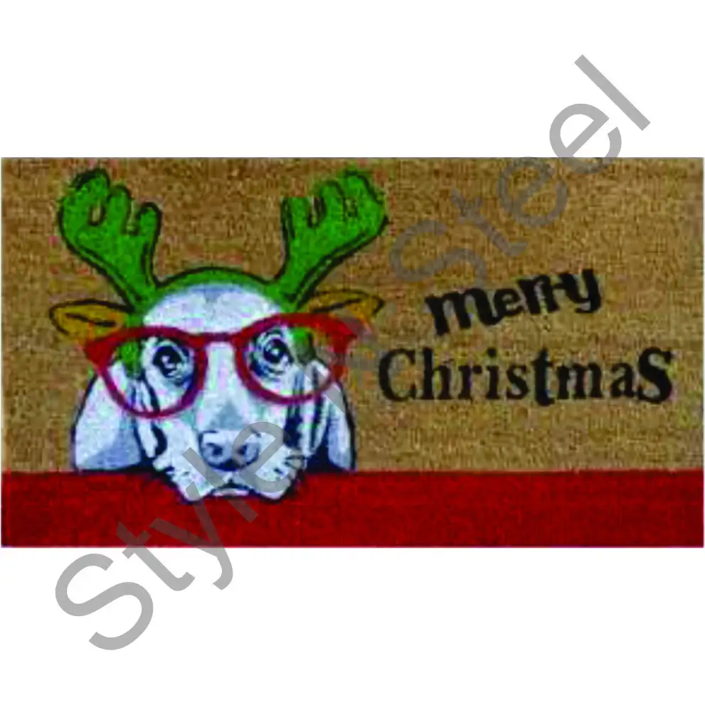 Vrolijk Kerstfeest Bedrukt Met Unieke Hond Met En Lieve Hoorn Anti-Slip Woonkamer Huis Deurmatten Tegen Groothandelsprijs