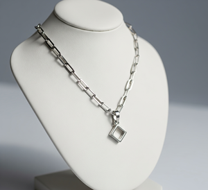 Collier tendance de haute qualité certifié par un tiers, unisexe, minimaliste, chaîne à maillons, pendentif en argent 925 plaqué or rhodié, pour usage quotidien - Product Image 3