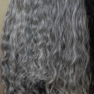 NATURAL GRAY RAW HAIR EXTENSION - RAW TEMPLE HAIR - CUTICLE ALIGNED SINGLE DONOR RAW GRAY HAIR