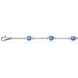 <b>14K</b> White <b>Gold</b> Fancy Blue Diamond Station <b>Bracelet</b> Beze-Sett 0.50ct - Product Image 3