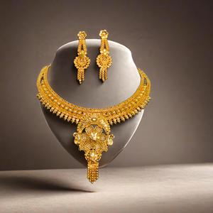 ชุดต่างหูสร้อยคอพร้อมทอง22K ชุดต่างหูสร้อยคอสไตล์อินเทรนด์ - Product Image 1