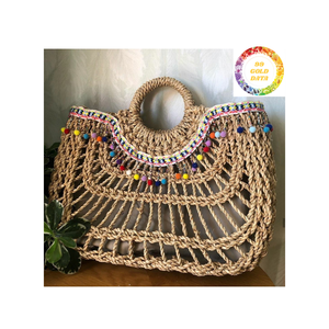 Bolso de jacinto de agua hecho a mano de Vietnam Bolso de paja elegante para verano y trajes Casuales - Product Image 1
