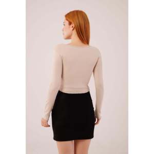 Genis Yaka <strong>Krem</strong> Toptan Basic Body Bluz - <strong>Krem</strong> - Product Image 5