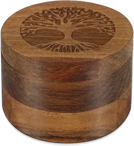 Urnas redondas de madera de nuevo diseño para cenizas humanas disponibles a precio mayorista del exportador indio - Product Image 3