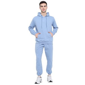Survêtements de survêtement adultes chauds de haute qualité pour hommes couleur bleu ciel avec logo de broderie personnalisé ensembles respirants pour la saison d'hiver - Product Image 1