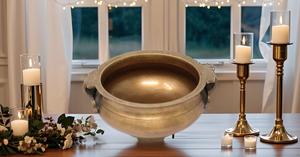 4-Inch Traditional Decorative Brass Urli for Home Office Decoration Table <b>Top</b> Utensil Best Gift for <b>Wedding</b> Bowl Flower Pot - Product Image 3