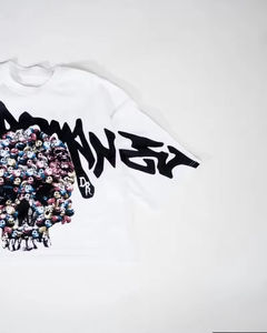 T-shirt court en coton 100% lourd personnalisé, coupe ample, manches sans couture, bas effiloché, ourlet brut, design décontracté surdimensionné - Product Image 6