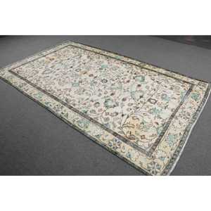 พรมขนาด 5.6x9.3 ฟุต, พรมวินเทจ, พรมลายดอกไม้สีน้ำตาลขนสัตว์สไตล์ตุรกี - Product Image 2