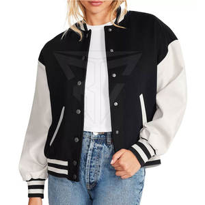 Veste d'hiver de haute qualité pour femmes manches longues Logo personnalisé Letterman vêtements de mode haut de gamme tricoté traité motif solide - Product Image 1