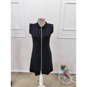 Robe courte en modal à manches courtes et col zippé sur le devant pour femme, 32346 - Product Image 5