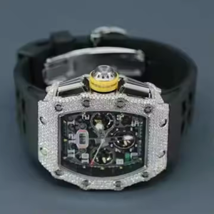 Lujoso Moissanite Diamond Iced Out Alta calidad Hecho a mano Material de acero inoxidable Hip Hop Cronógrafo Reloj de pulsera para hombres - Product Image 2