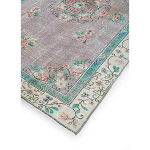 Tapis en laine noués à la main gris et noir vintage Pae-3224, nouveau motif médaillon abstrait fait main pour la maison, le couloir et le salon - Product Image 2