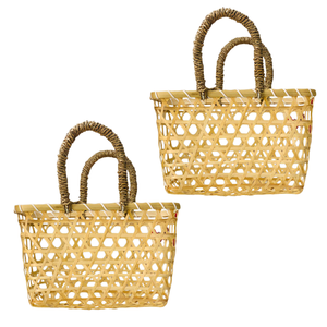 Panier-cadeau en bambou de qualité supérieure avec herbe de mer, paniers-cadeaux élégants, panier-cadeau en bambou fait à la main, artisanat vietnamien - Product Image 1