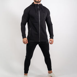 Sweat à capuche zippé pour hommes, vestes de sport à manches longues avec fonction respirante, grandes tailles pour la course à pied, col à capuche - Product Image 6