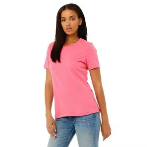 100% Airlume peinado y anillo hilado de algodón 32 Single 4,2 oz Charity Pink Womens Relaxed Jersey Camiseta de manga corta - Product Image 2