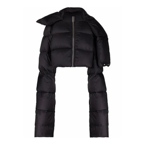 Gilet matelassé court sans manches noir pour femme, col montant, fermeture éclair, manches extra longues, vêtement d'extérieur chaud pour l'hiver - Product Image 4