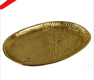 Plateau de service en métal de forme ovale en cuivre au design martelé le plus vendu pour ustensiles de cuisine - Product Image 4