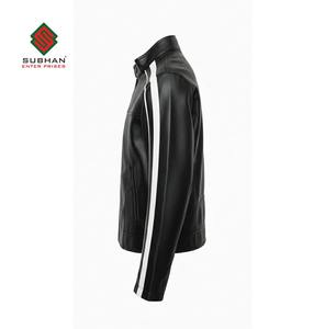 Chaqueta Bomber de Cuero de Oveja Genuino Negra Hecha a Mano para Hombre con Forro de Lana y Cierre de Cremallera |   Regalo para Él - Product Image 3