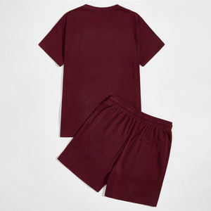 ชุดเซ็ตเสื้อยืดแขนสั้นและกางเกงขาสั้นลำลองสำหรับผู้ชาย ฤดูร้อน ขายส่ง เนื้อผ้าระบายอากาศ แห้งเร็ว 100% ผ้าฝ้าย รับผลิตแบรนด์ตามสั่ง - Product Image 5