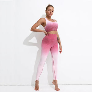 Top Quality Two Piece Set High Waist Sports Gym New Design Spandex Nylon Cotton Hand Feel Solid <b>Pattern</b> <b>Women</b> Nylon Yoga Sets - Product Image 4
