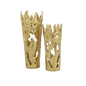 Metal casted Decorative Aluminum <b>Vase</b> Modern Brass Gold Color Flower <b>Vase</b> Handcrafted Metal Table Top Decorative <b>Vase</b> - Product Image 1