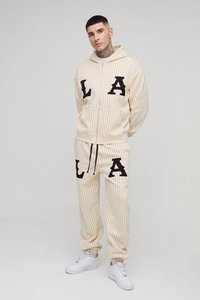 Vente en gros Pantalon de survêtement à capuche surdimensionné Ensemble de jogging Pantalon cargo Survêtement 100% coton Survêtement à rayures avec appliques zippées Vêtements de gym - Product Image 3