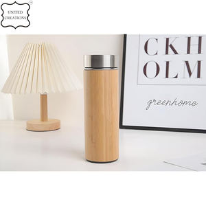 Botella de agua ecológica de madera y acero inoxidable de doble pared al por mayor, capacidad de 500ml con tapa aislada al vacío - Product Image 3