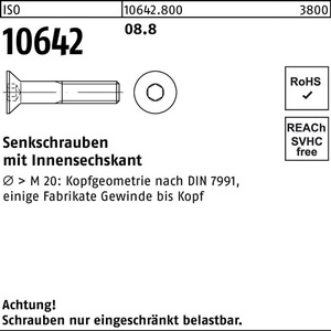 Countersunk Hex <b>Socket</b> Screw ISO 10642 M4 X <b>8mm</b> Grade 8.8 500-Piece Pack - Product Image 1