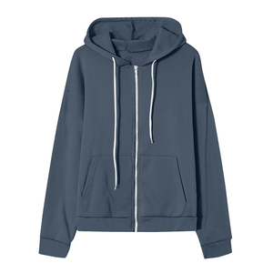 Streetwear brodé 100% coton fermeture éclair femmes sweats à capuche fabricant Baggy goutte épaule fermeture éclair sweats à capuche pour les femmes - Product Image 5