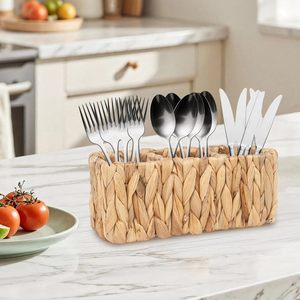 Low cost <b>pen</b> holder for desk top organization <b>water</b> hyacinth pencil storage stand with compartment - Product Image 5