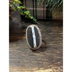 Reda Galvan Natural White Buffalo Turquoise Sterling Silver <b>Statement</b> <b>Ring</b> Size 5 - Product Image 1