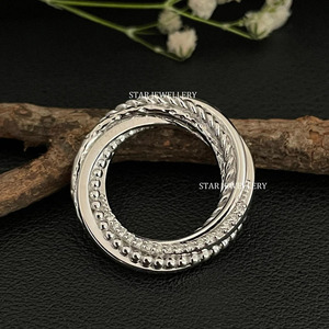 14K Solide Naturel Diamant Twist Multi Cercle Pendentif Fine Jewelry. - Product Image 5