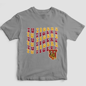 เสื้อยืดพิมพ์ลายมาสคอตของมหาวิทยาลัยสำหรับทุกเพศเสื้อยืดลำลองผ้าฝ้ายลายเสือลายกราฟฟิกไซส์ใหญ่พิเศษเสื้อผ้านักเรียน - Product Image 1