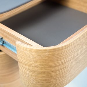 Hh Đầu Giường gỗ sồi Veneer cơ thể, da nội thất ngăn kéo thanh lịch lưu trữ đầu giường 3 ngăn kéo Thiết kế thời trang - Product Image 4