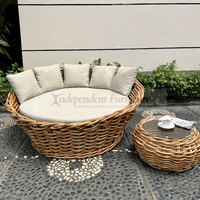 Sofá Redondo Minimalista de Una Plaza con Patas de Madera, Nuevo, para Sala de Estar, Muebles de Exterior, Hogar, Resort, Hotel, Proyectos de Villas, Venta al Por Mayor