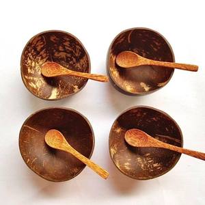 Juego de cuencos de cuchara de ensalada para batido de cáscara de coco orgánico Natural hecho a mano con tapa decoración navideña para el hogar y portavelas/tarros - Product Image 4