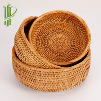 Paniers de rangement ronds en rotin faits à la main et écologiques pour la cuisine, le pain, les légumes, les fruits, organisation, logo personnalisé disponible