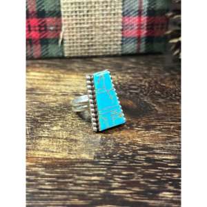 Wilbert Grey Men's <b>Turquoise</b> & Sterling Silver Inlay <b>Ring</b> Size 9 - Product Image 4