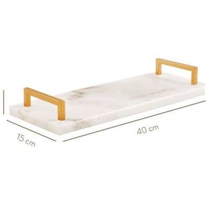 Bandeja de Servicio de Diseño Industrial de Mármol con Borde de Metal Dorado y Asas, Decorativa y de Lujo, para Mesa de Centro, Otomana, Decoración del Hogar, Regalo - Product Image 2
