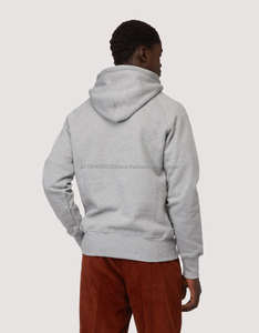 Sweat à capuche en polaire à manches longues gris basique pour homme, vêtement de rue chaud d'hiver avec capuche à cordon de serrage, motif imprimé, 100% coton - Product Image 4