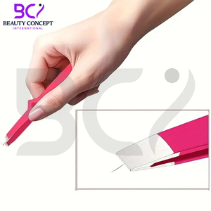 Pince à épiler en acier inoxydable à pointe inclinée, couleur rose, lavable, classique, pour l'épilation des sourcils et des poils du visage, outil de maquillage durable pour hommes et femmes - Product Image 5