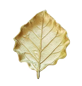 Nouveau contemporain Rectangle argenterie plateaux en métal élégant fantaisie Design feuille thème meilleure qualité métal plateaux de service vente chaude - Product Image 5